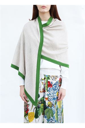 Capri stole with green border Art Tricot | MEZZALUNAKEFIAHVERDE
